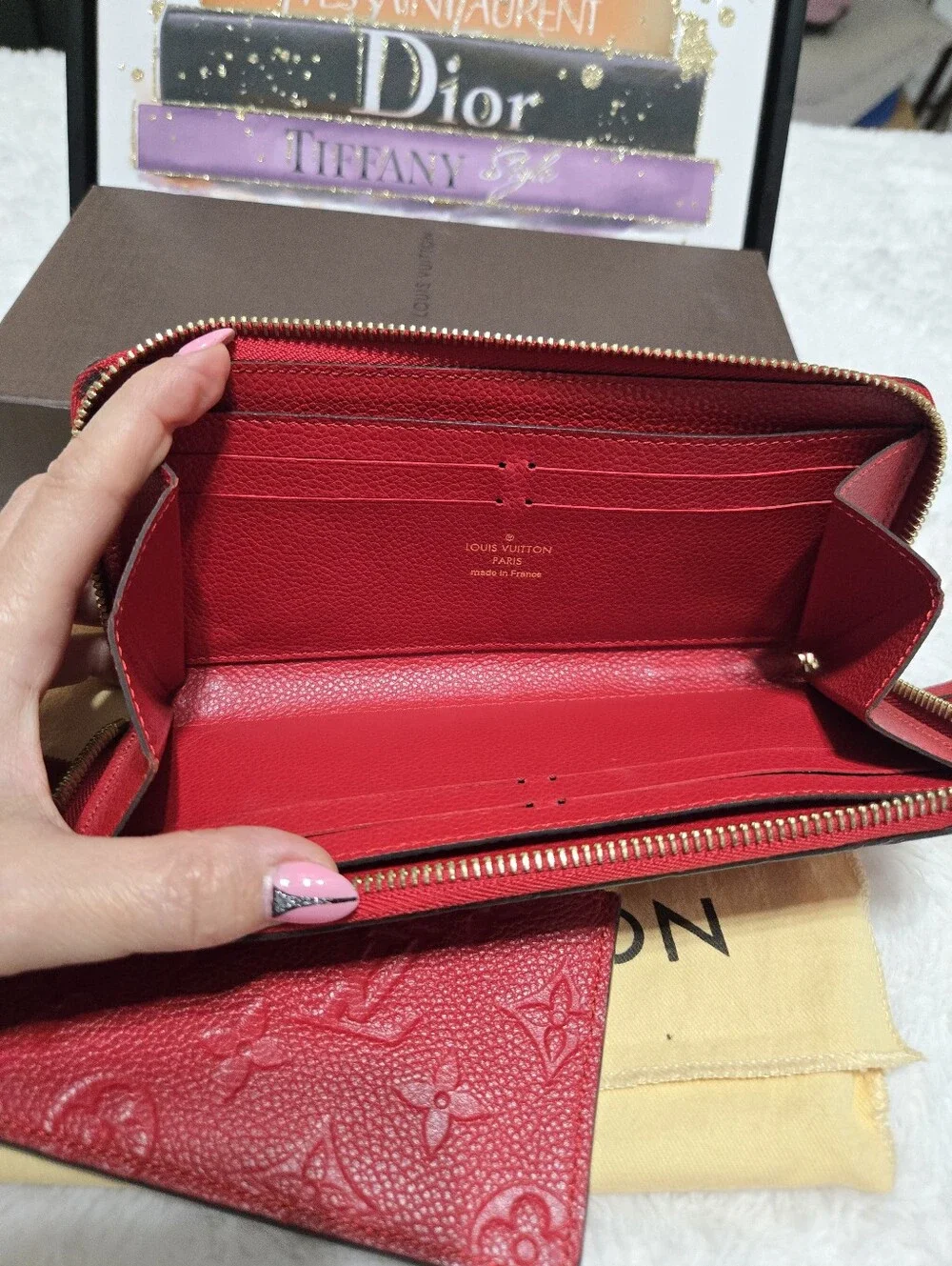 🔥 Louis Vuitton Empriente Leather Red Celemence Wallet With Pouch 🔥